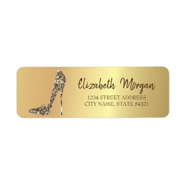 Elegant Gold Diamond High Heels Label (Front)