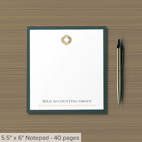Elegant Gold Diamond Logo Notepad