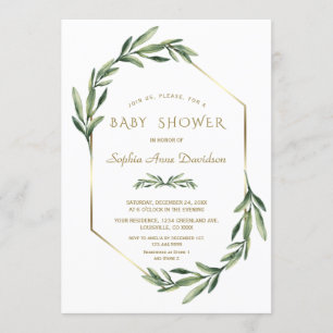 Elegant Gold Diamond Olive Baby Shower Invitation