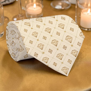 Elegant Gold Diamond Pattern Custom Necktie