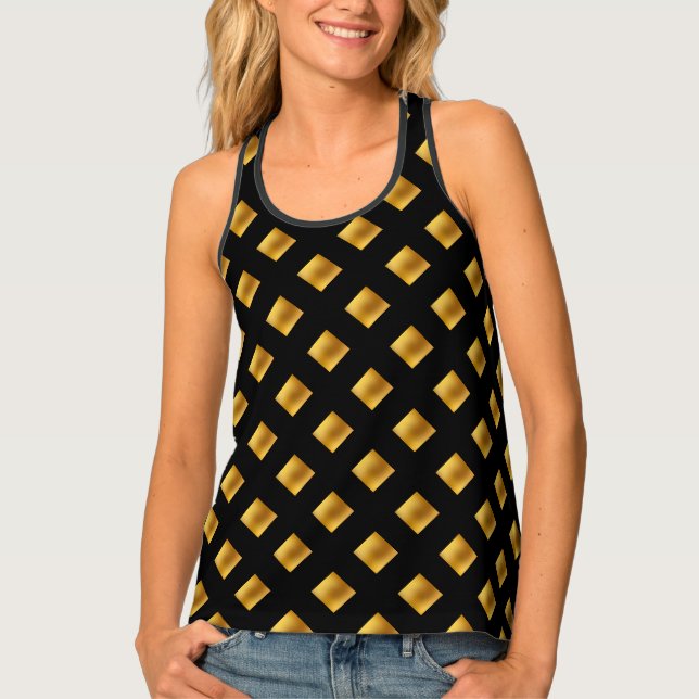Elegant Gold Diamond Pattern Tank Top (Front)