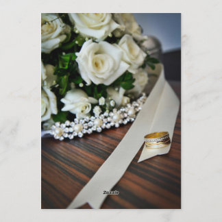 Elegant Gold Diamond Ring Pearl Bouquet Wedding In Invitation