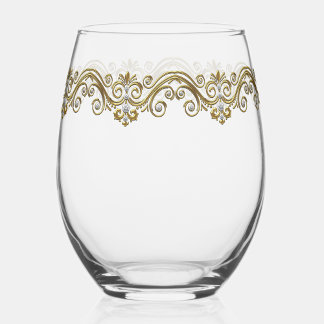 Elegant Gold Diamond  Stemless Wine Glass