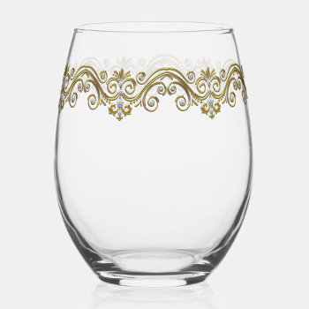 Elegant Gold Diamond  Stemless Wine Glass by All_Occasion_Gifts at Zazzle