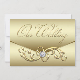 Elegant Gold Diamond Swirl Gold Wedding Invitation