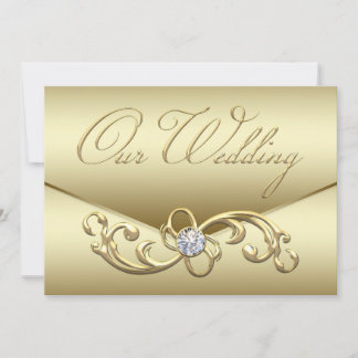 Elegant Gold Diamond Swirl Gold Wedding Invitation