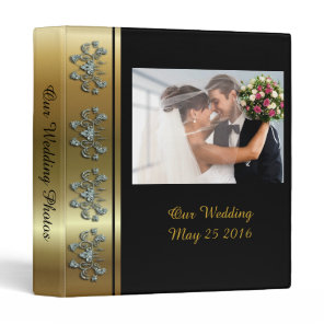 Elegant Gold Diamond Wedding Photo Album 3 Ring Binder