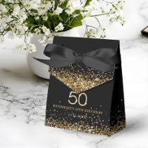 Elegant Gold Diamonds 50th Birthday Favor Box