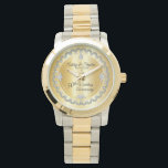 Elegant Gold Diamonds 50th Wedding Anniversary  Watch<br><div class="desc">Opulent elegance frames this wedding anniversary design in a unique scalloped diamond design with center teardrop diamond with faux added sparkles on a gold-tone gradient. Please note that all embellishments are printed and are only made to appear as real as possible in a flat, printed design. This includes any metallic...</div>