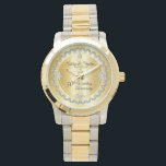 Elegant Gold Diamonds 50th Wedding Anniversary  Watch<br><div class="desc">Opulent elegance frames this wedding anniversary design in a unique scalloped diamond design with center teardrop diamond with faux added sparkles on a gold-tone gradient. Please note that all embellishments are printed and are only made to appear as real as possible in a flat, printed design. This includes any metallic...</div>