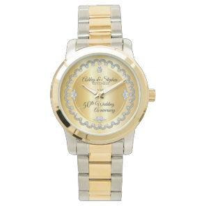 Elegant Gold Diamonds 50th Wedding Anniversary  Watch