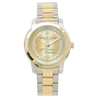 Elegant Gold Diamonds 50th Wedding Anniversary Watch