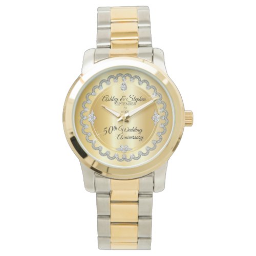 Elegant Gold Diamonds 50th Wedding Anniversary  Watch