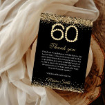 Elegant Gold Diamonds 60th Birthday Thank you Card<br><div class="desc">Express your gratitude in style with our Elegant Gold Diamonds 60th Birthday Thank You Card! Featuring a luxurious black and gold design adorned with sparkling diamond accents, this card perfectly complements your milestone celebration. Ideal for sending heartfelt thanks to guests who made your 60th birthday unforgettable, it blends sophistication with...</div>
