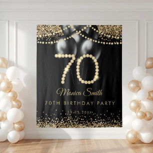 Elegant Gold Diamonds 70th Birthday Party Backdrop