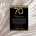 Elegant Gold Diamonds 70th Birthday Thank you Card<br><div class="desc">Express your gratitude in style with our Elegant Gold Diamonds 70th Birthday Thank You Card! Featuring a luxurious black and gold design adorned with sparkling diamond accents, this card perfectly complements your milestone celebration. Ideal for sending heartfelt thanks to guests who made your 70th birthday unforgettable, it blends sophistication with...</div>