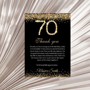 Elegant Gold Diamonds 70th Birthday Thank you Card