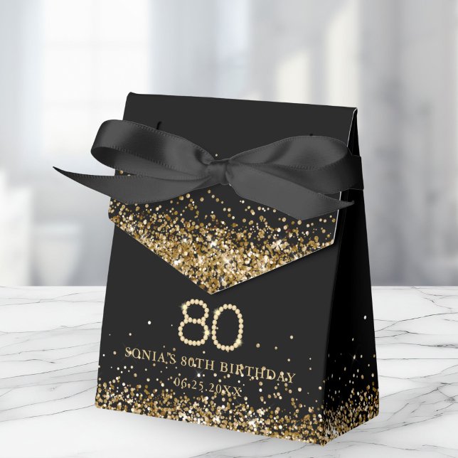 Elegant Gold Diamonds 80th Birthday Favor Box (Elegant Gold Diamonds 80th Birthday Favor gift boxes)