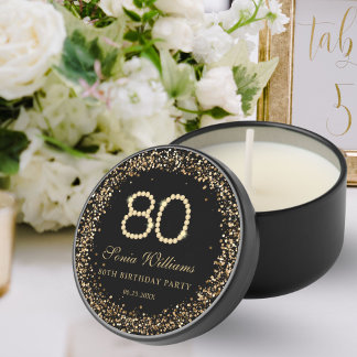 Elegant Gold Diamonds 80th Birthday Party Gift Mini Candle Favors