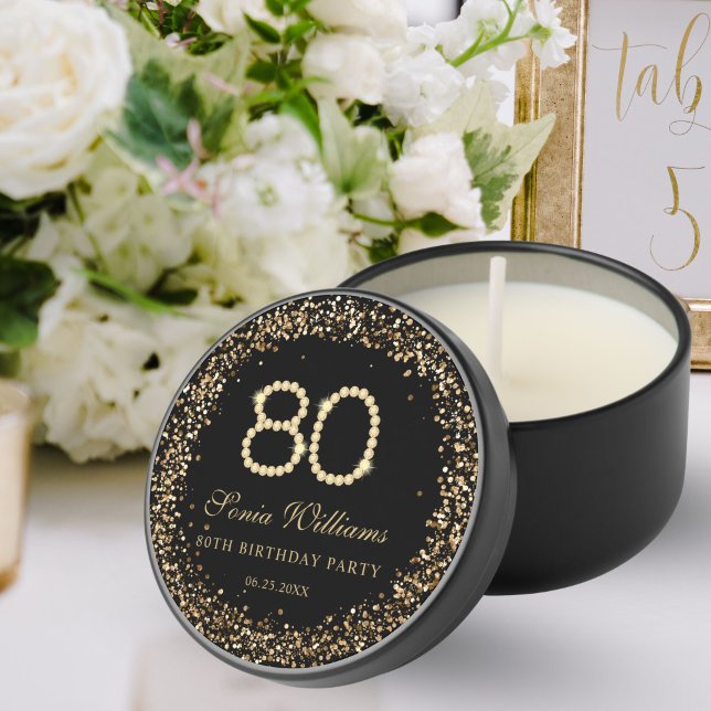 Elegant Gold Diamonds 80th Birthday Party Gift Mini Candle Favors (Gold Diamonds 80th Birthday Party Mini candle favors)