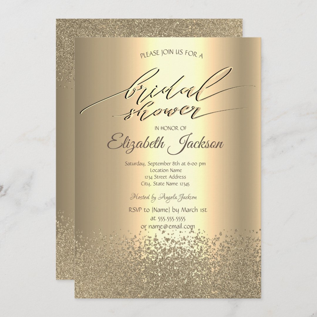 Elegant Gold Diamonds Bridal Shower Invitation 