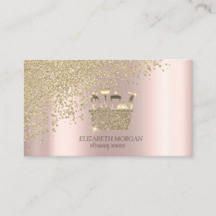 Elegant Gold Diamonds Broom Maid Cleaning House Business Card
