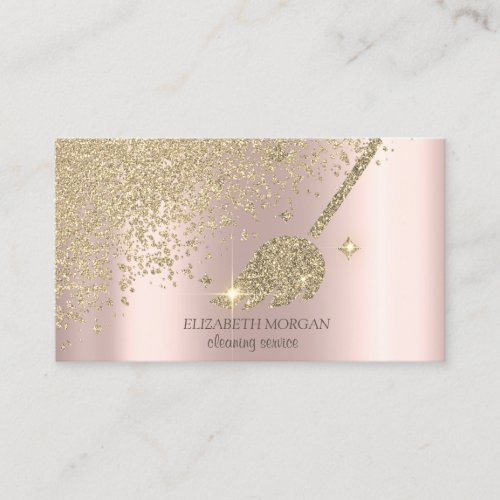 Elegant Gold Diamonds Broom Maid Cleaning House  Business Card