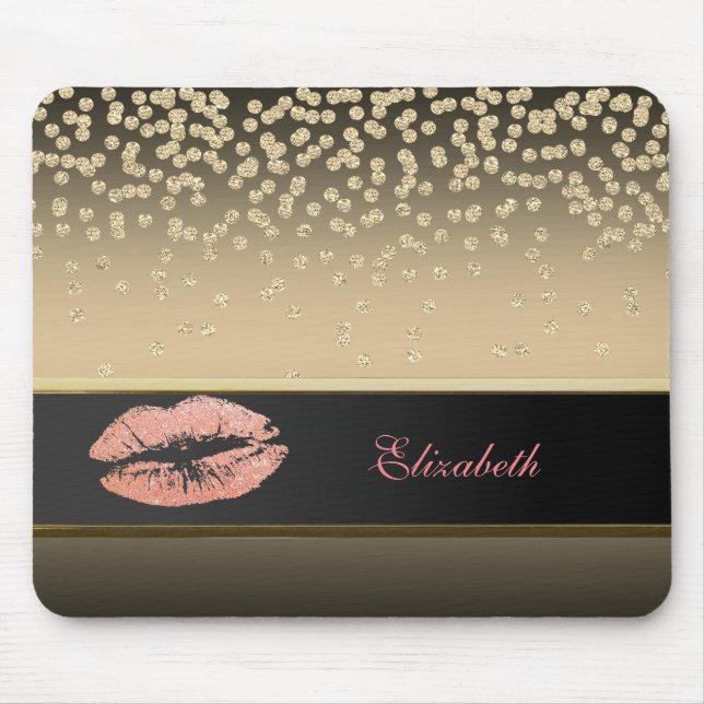 Elegant Gold Diamonds -Glittery Lip-Personalized Mouse Pad (Front)