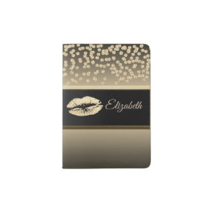 Elegant Gold Diamonds-Glittery Lip-Personalized Passport Holder