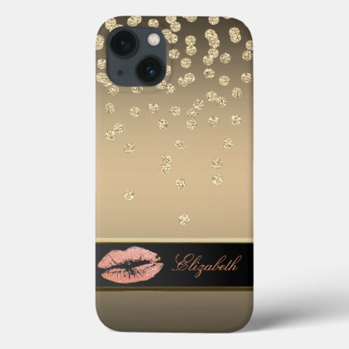 Elegant Gold Diamonds _Glittery Lips iPhone 13 Case