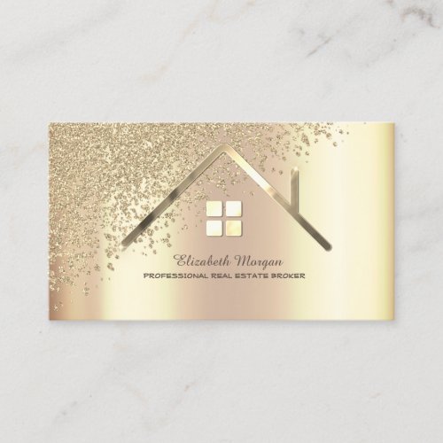 Elegant Gold Diamonds Real Estate Agent  Business Card