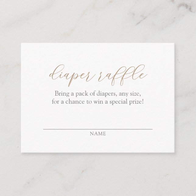 Elegant Gold Diaper Raffle Ticket Baby Shower Enclosure Card (Front)