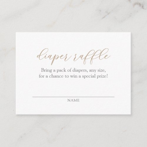 Elegant Gold Diaper Raffle Ticket Baby Shower Enclosure Card