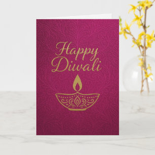 Elegant Gold Diya Happy Diwali Greeting Card
