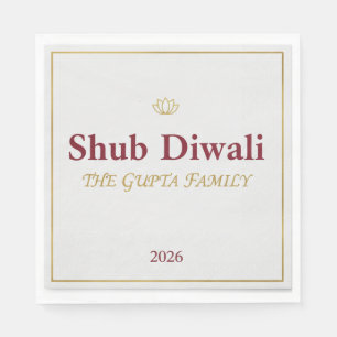 Elegant Gold Diya Mandala Happy Diwali Festival Pa Napkins