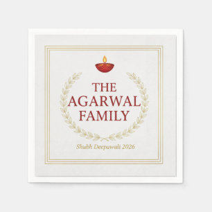 Elegant Gold Diya Mandala Happy Diwali Festival Pa Napkins