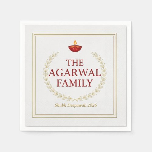 Elegant Gold Diya Mandala Happy Diwali Festival Pa Napkins