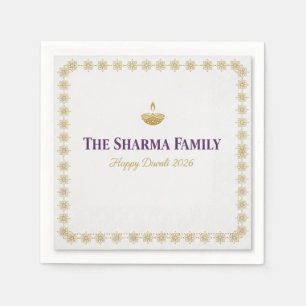 Elegant Gold Diya Mandala Happy Diwali Festival Pa Napkins