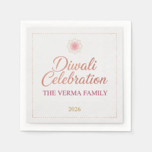 Elegant Gold Diya Mandala Happy Diwali Festival Pa Napkins