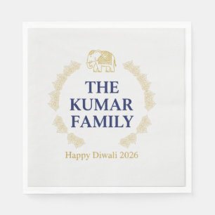 Elegant Gold Diya Mandala Happy Diwali Festival Pa Napkins