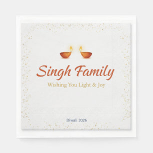 Elegant Gold Diya Mandala Happy Diwali Festival Pa Napkins