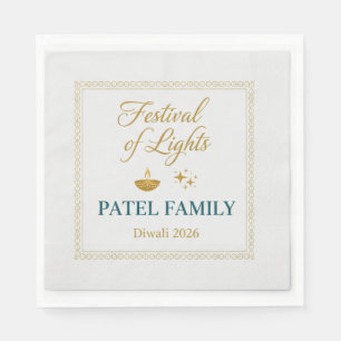Elegant Gold Diya Mandala Happy Diwali Festival Pa Napkins