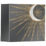 Elegant Gold Doodles Sun Moon Mandala Design 3 Ring Binder