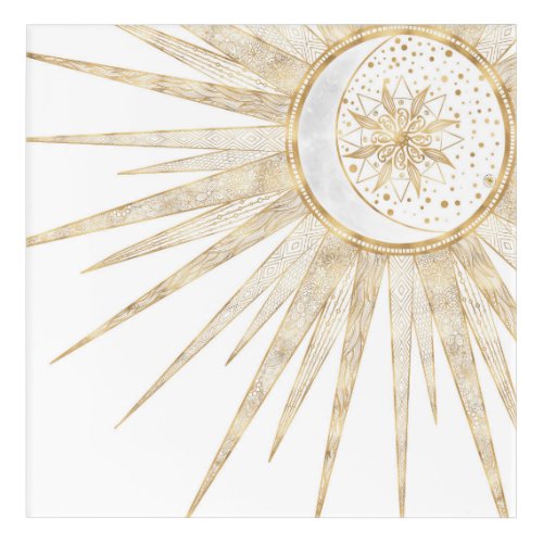 Elegant Gold Doodles Sun Moon Mandala Design Acrylic Print