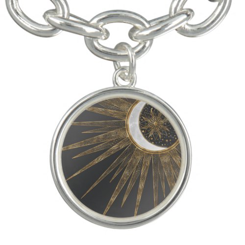 Elegant Gold Doodles Sun Moon Mandala Design Bracelet