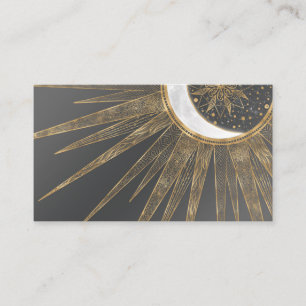 Elegant Gold Doodles Sun Moon Mandala Design Business Card