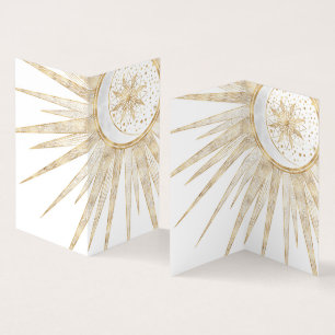 Elegant Gold Doodles Sun Moon Mandala Design Business Card