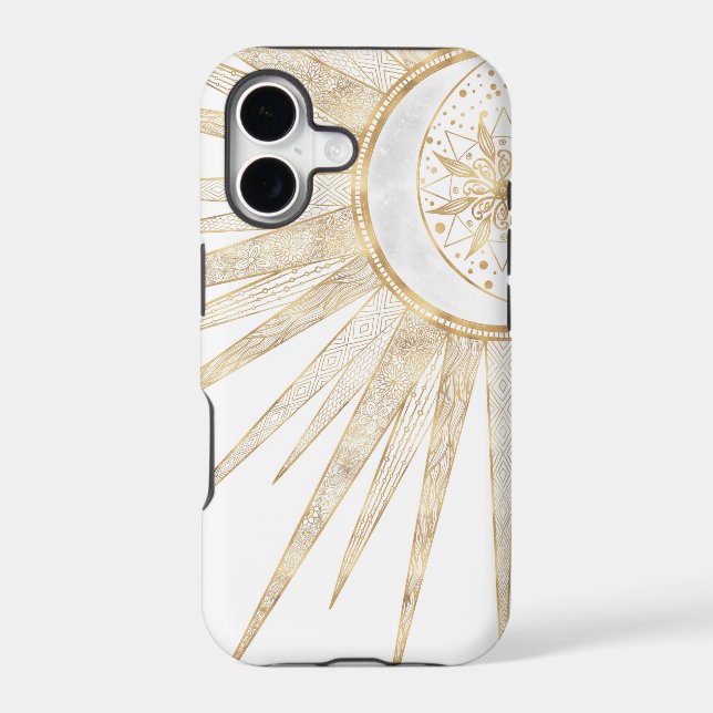 Elegant Gold Doodles Sun Moon Mandala Design Case-Mate iPhone Case (Back)