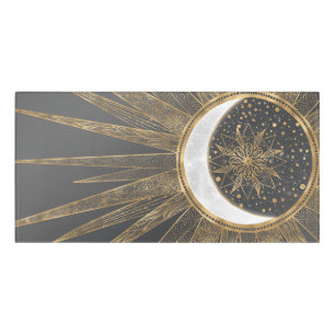 Elegant Gold Doodles Sun Moon Mandala Design Door Sign