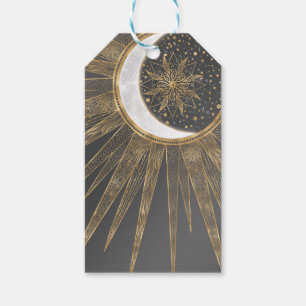 Elegant Gold Doodles Sun Moon Mandala Design Gift Tags